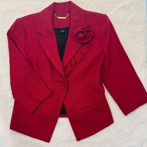 Women's White House Black Market Red Floral Accent Blazer Jacket